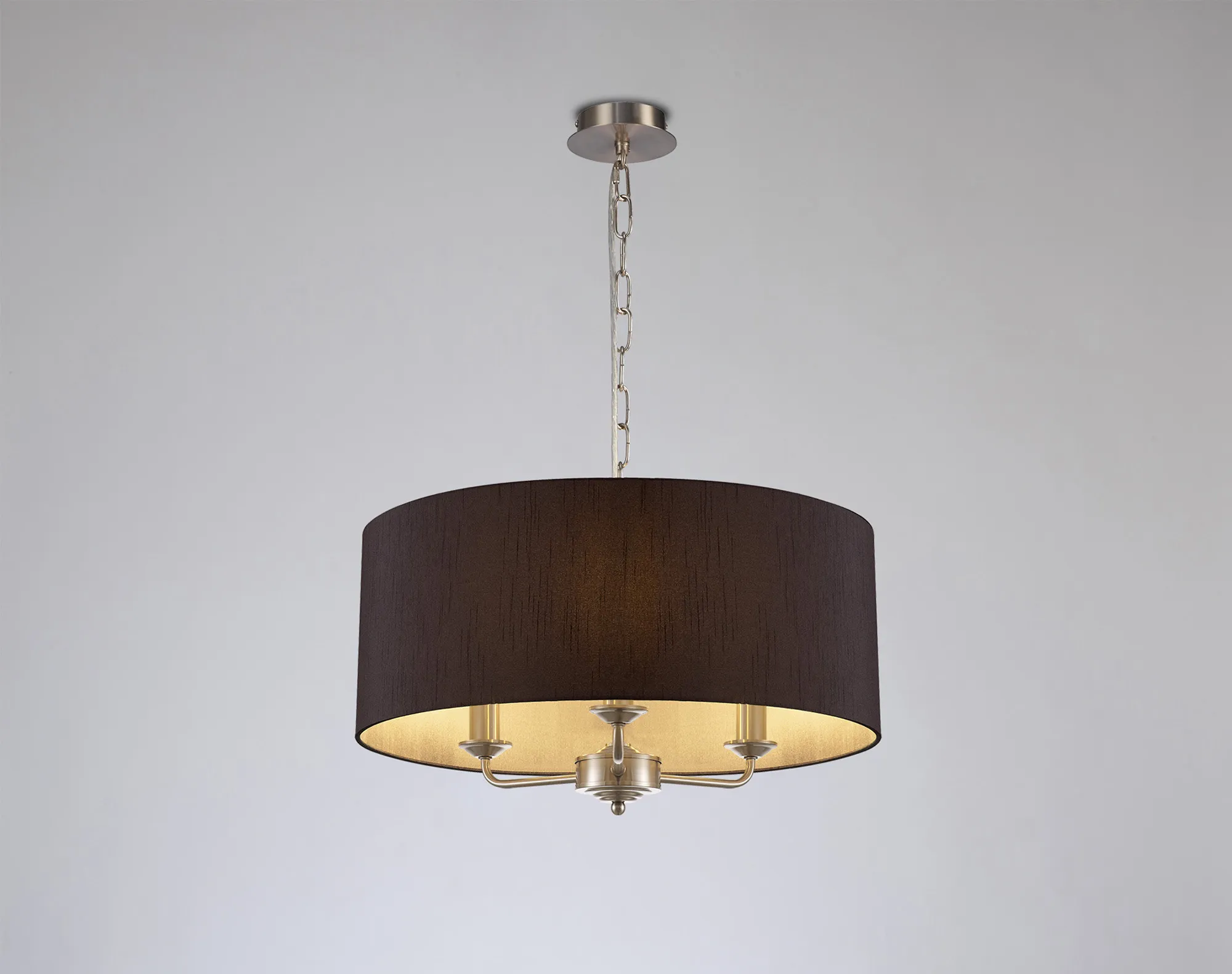 Banyan 50cm 3 Light Pendant Satin Nickel, Black DK0073  Deco Banyan SN BL